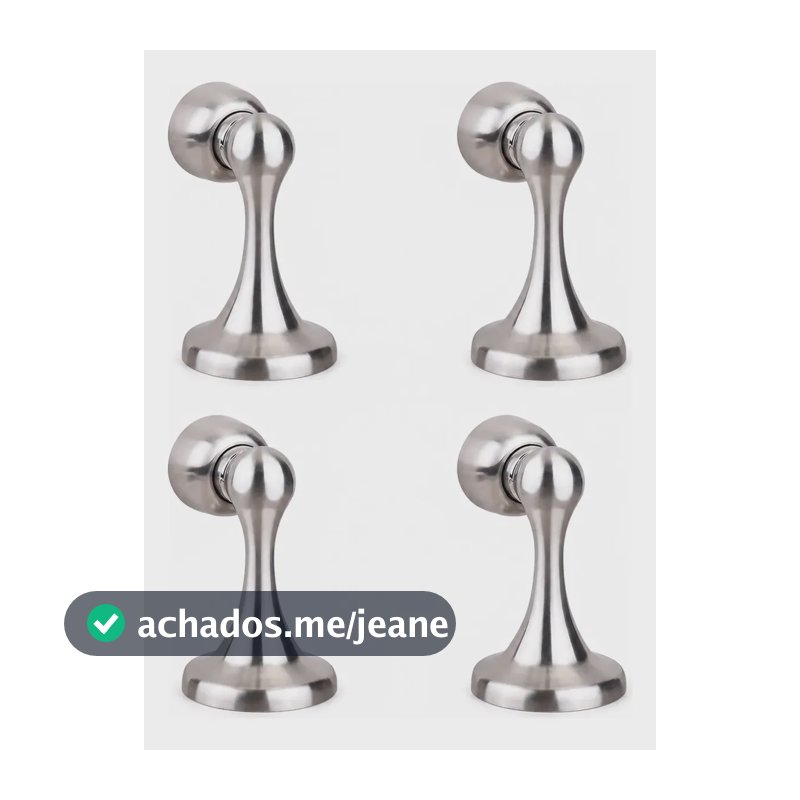 Kit 4 Fixador De Porta Trava Magnética Com Mola Inox Inox Brilhante