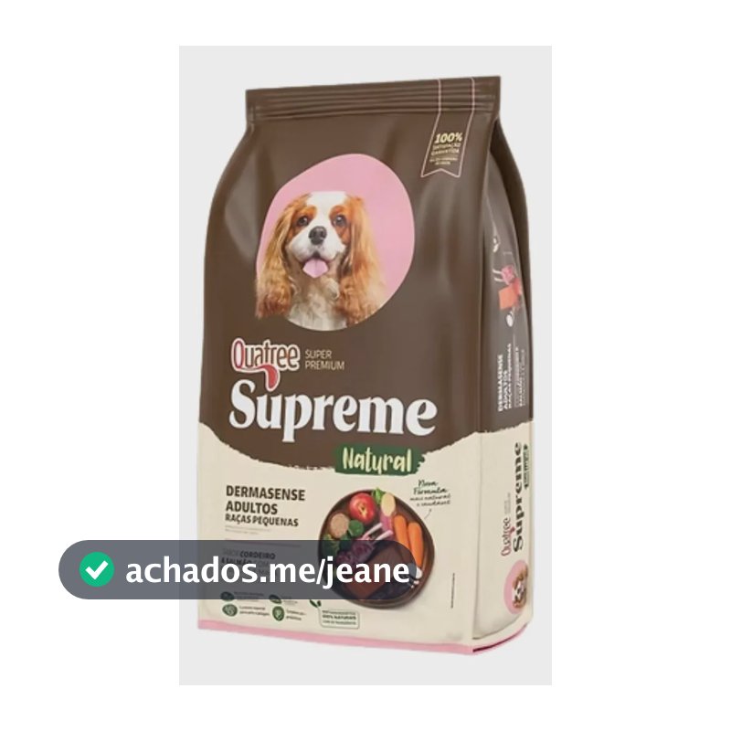 Raçao Quatree Supreme Dermasense Cão Adulto Raças Peq 10kg