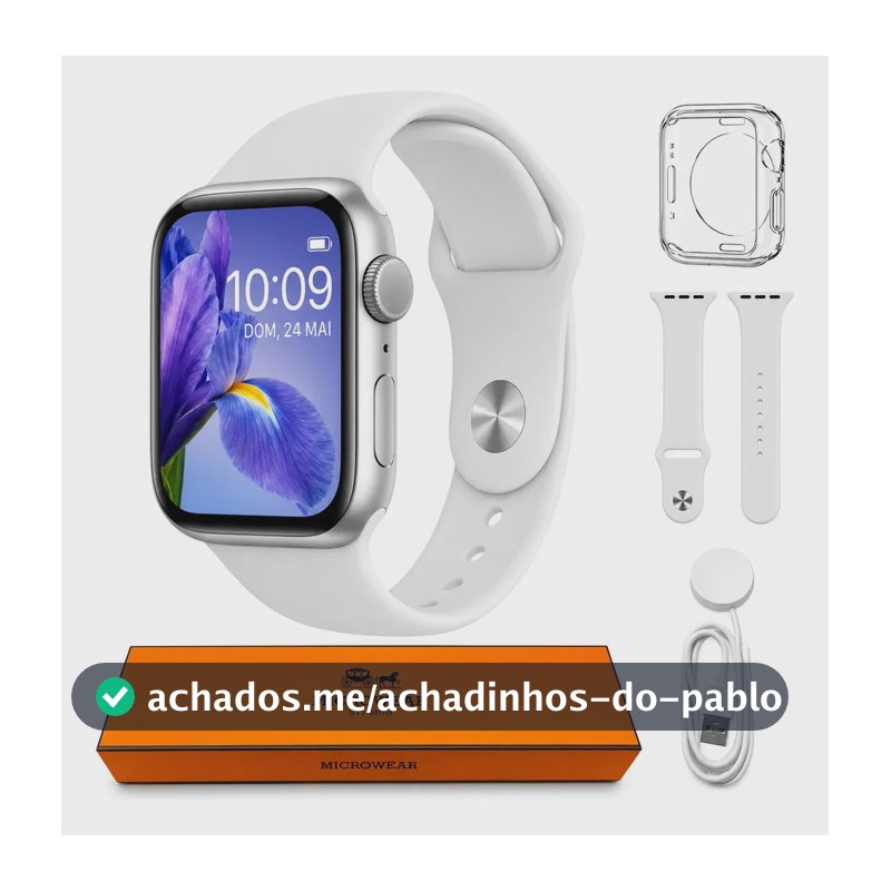 Relogio Microwear Smartwatch S11 Mini Series 11 42mm Whatsapp Gps Nfc Modo Esporte Fitness inteligente Prateado Branco