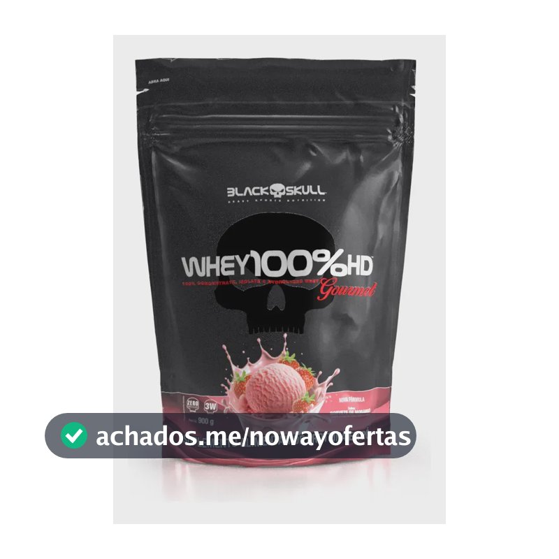 Whey 100%hd Gourmet 900g Refil Black Skull Sabor Morango