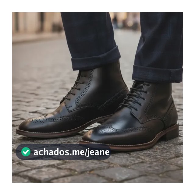 Bota Masculina Oxford Brogue Couro Preto Casual Elegante