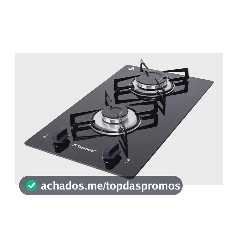 Cooktop Safanelli de Vidro Preto com 2 Bocas para Gás GLP