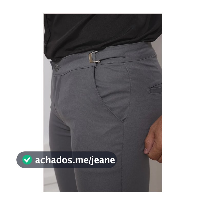 Calça Com Regulagem Esporte Fino Alfaiataria Masculina Chumbo Lisa 42