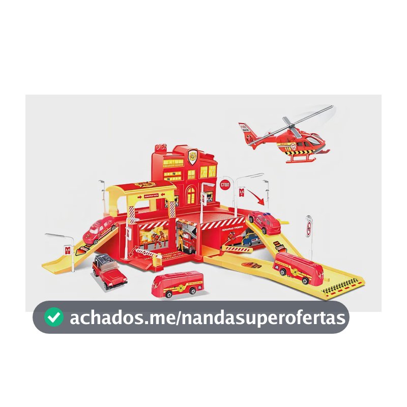 Pista De Carrinhos Infantil Bombeiro Com 5 Veículos E Acessórios Maxi Toys Vermelho