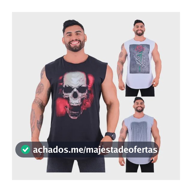 Kit 3 Regata Machão Longline Masculina Mxd Conceito Premium