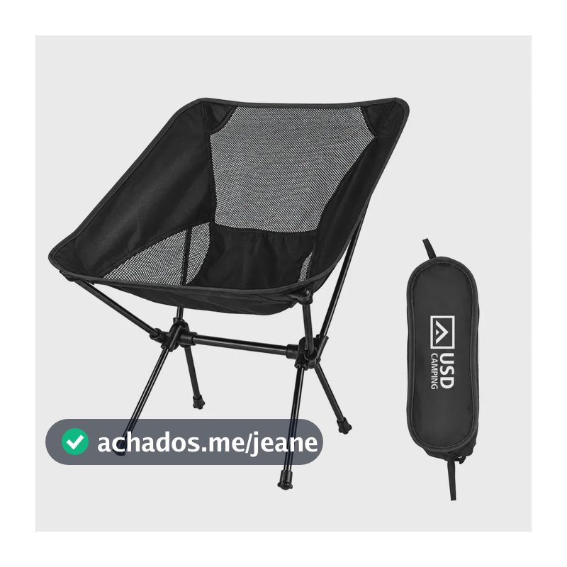 Cadeira Portátil Dobrável Camping Oxford 600d Ultraleve Pesca Praia Usd C/ Bolsa De Transporte Cor Preto