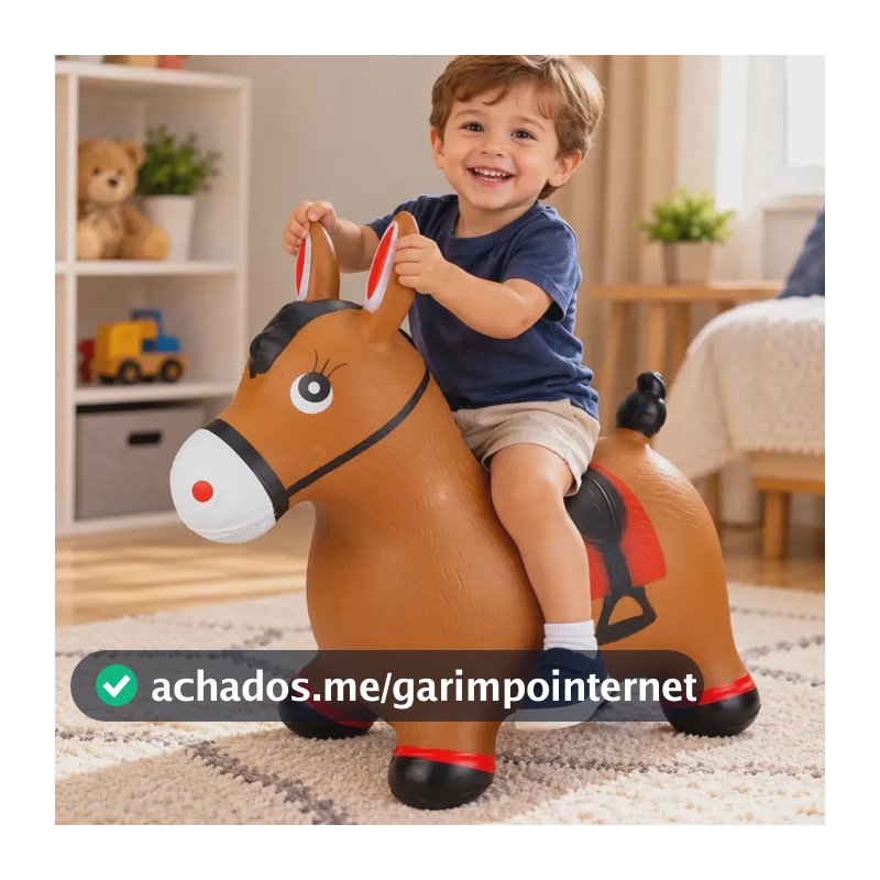 Cavalinho Upa Upa Pula Pula Musica Brinquedo Infantil Pocotó Burrinho Marrom