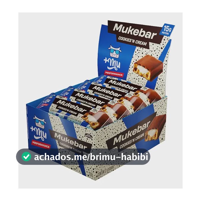 Barra de Proteína +Mu Mukebar 15g Cookies'n Cream 12 Unidades Sem Açúcar