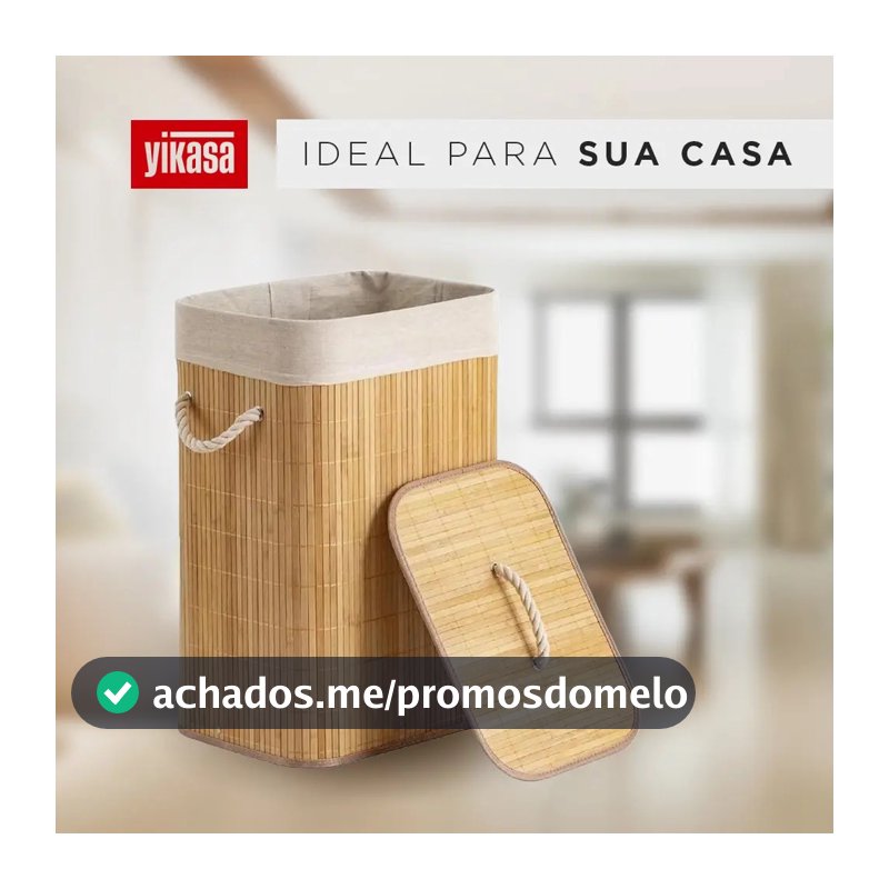 Cesto De Roupas De Bambu 70 Litros Yikasa