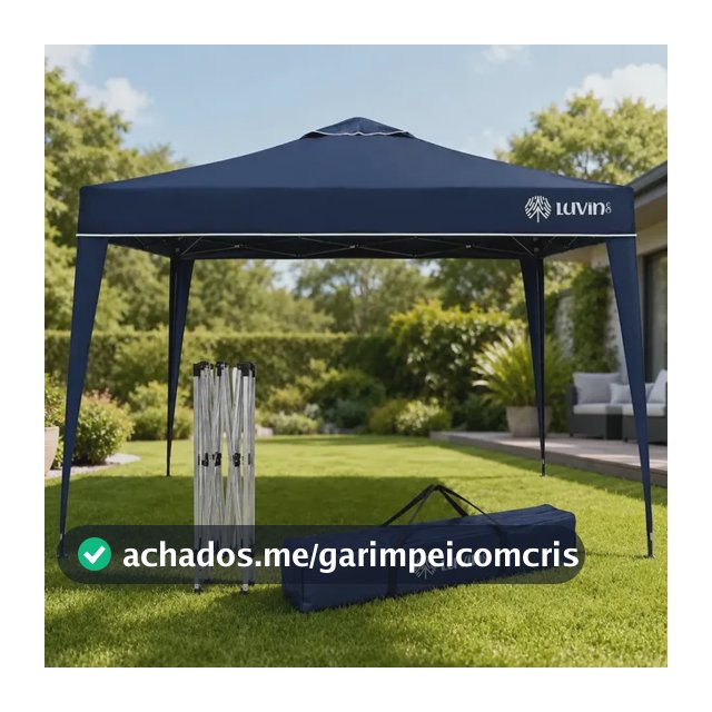 Tenda Gazebo Sanfonada Articulada Luvinco 3x3m Azul Impermeável Resistente Proteção Ao Ar Livre Camping Praia Eventos Montagem Prática Estrutura Resistente Durável