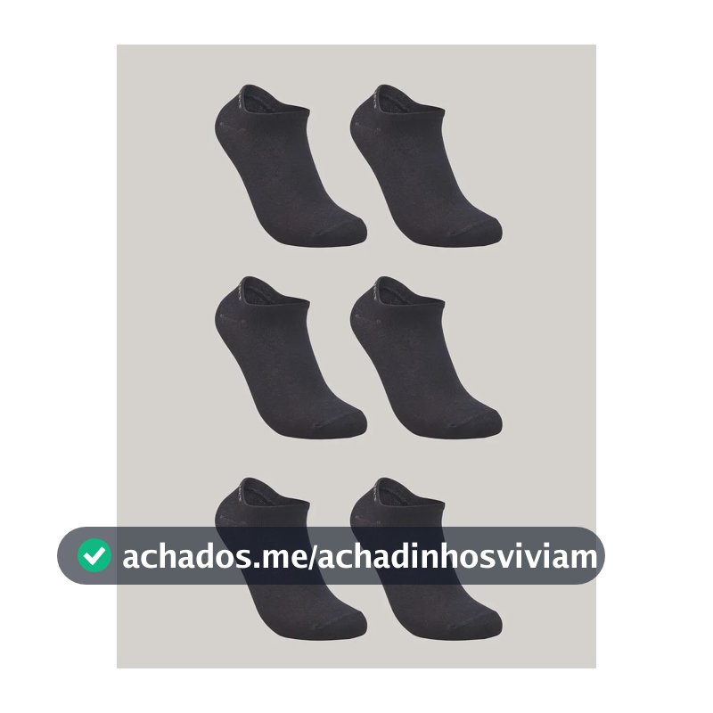Kit De 6 Pares De Meias Masculino E Feminino Sapatilha Lupo Preto Liso 41-44