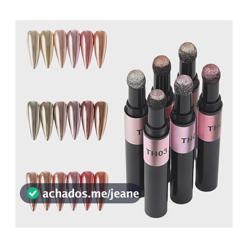 Kit 6 Caneta Pó Cromado Holográfico Magica Decoraçao De Unha Aleatória
