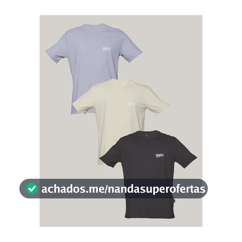 Kit 3 Camisetas Masculina Logo Grafitti Oakley. Misselaneous Logomarca M Liso