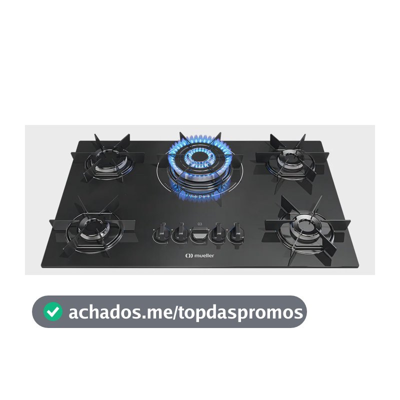 Cooktop 5 Bocas Mueller Mcg5bc Mesa De Vidro Tripla Chama Super Automático Preto