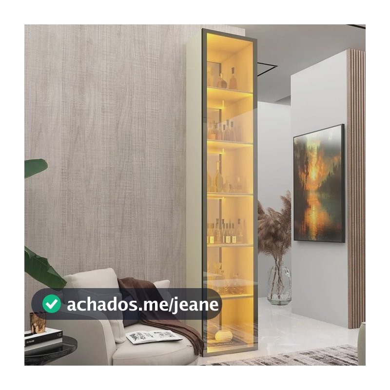 Cristaleira 1 Porta Reflecta Com Fita Led E Espelho Fd Off White