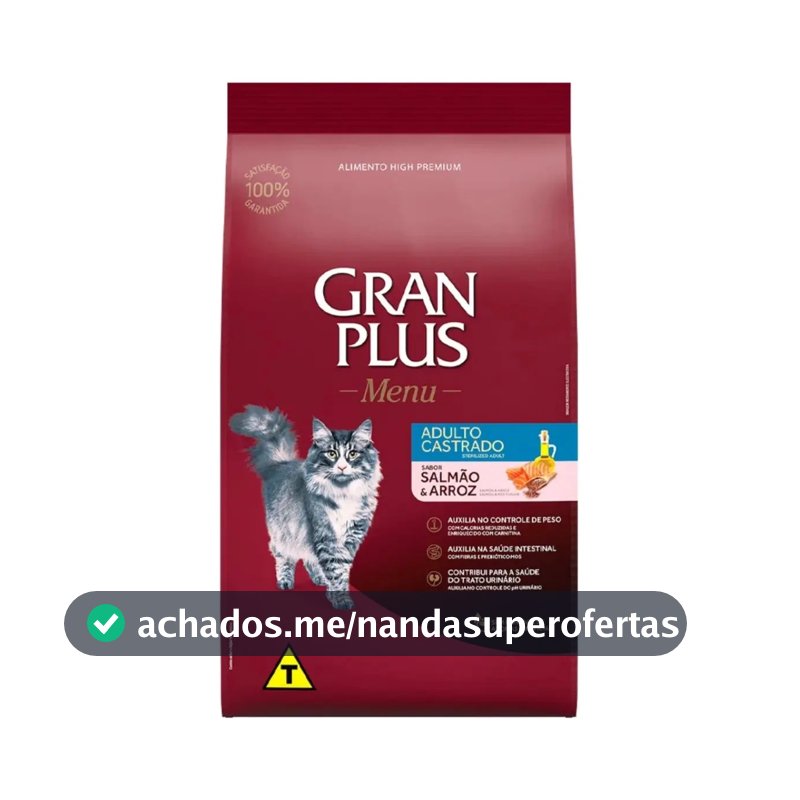 Gran Plus Menu Castrados Para Gato Adulto Sabor Salmão Y Arroz De 10.1 Kg