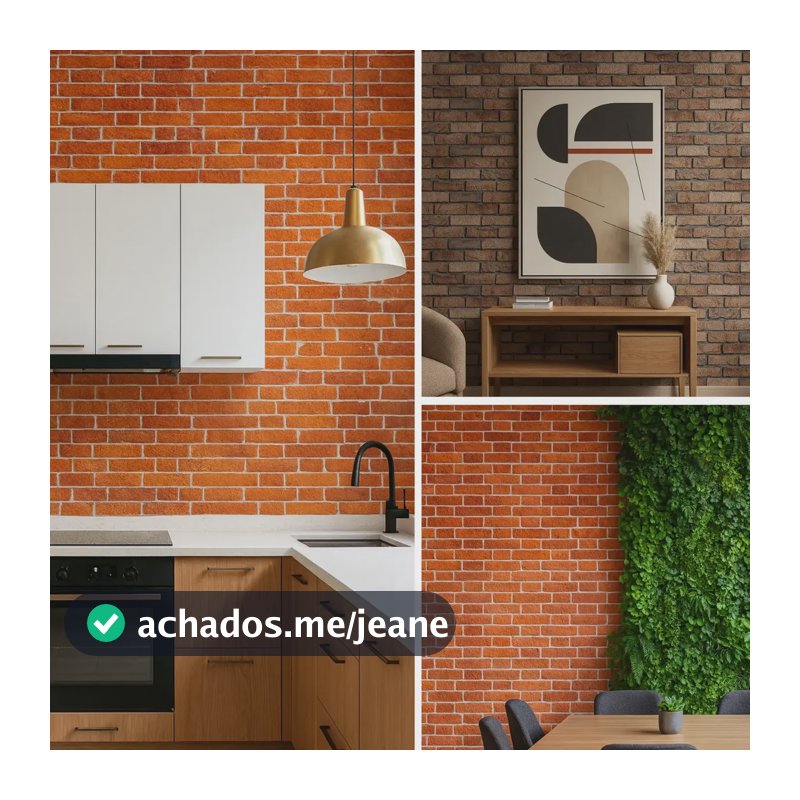 Papel De Parede Adesivo Tijolo Tijolinho Marrom 3d Rolo 10m Tijolinho Alaranjado