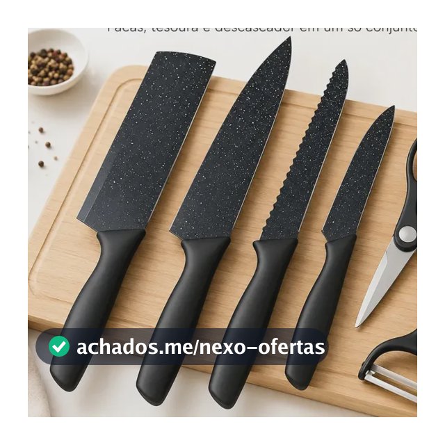 Kit Facas 6 Peças Conjunto Preto Para Cozinha Churrasco Faqueiro Aço Presente Techseller
