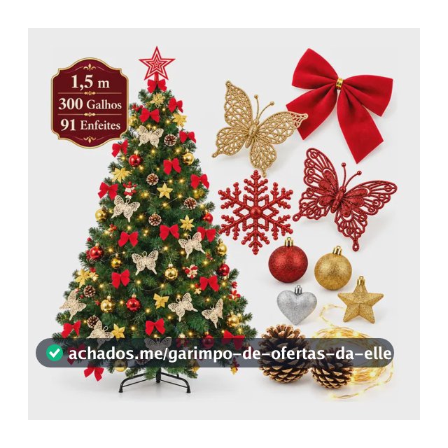 Árvore De Natal Decorada 1,5m Pinheiro Cheia 150cm Enfeitada