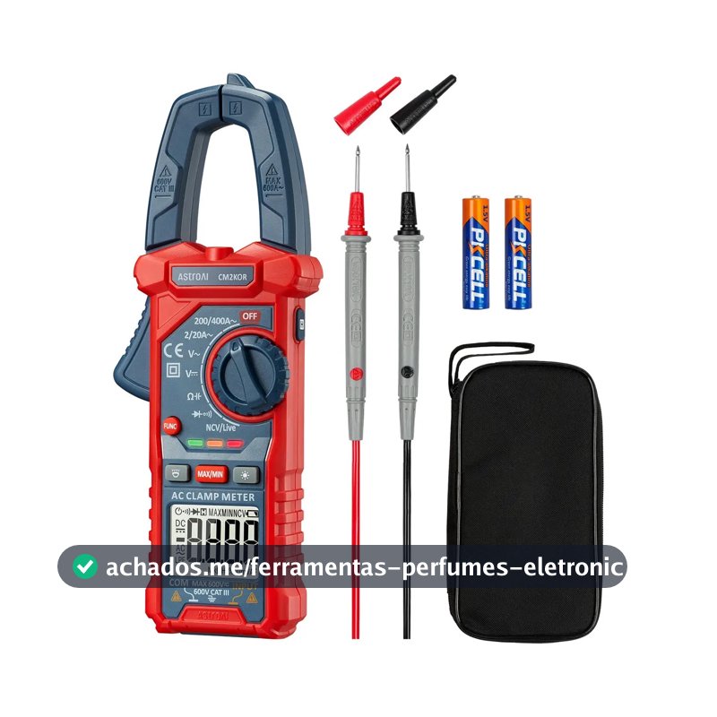 Amperímetro Alicate digital com pinça AstroAI de 2000C para medição de corrente e tensão,com seleção automática de faixa,para medição de tensão CA/CC,corrente CA,resistência,capacitância,continuidade