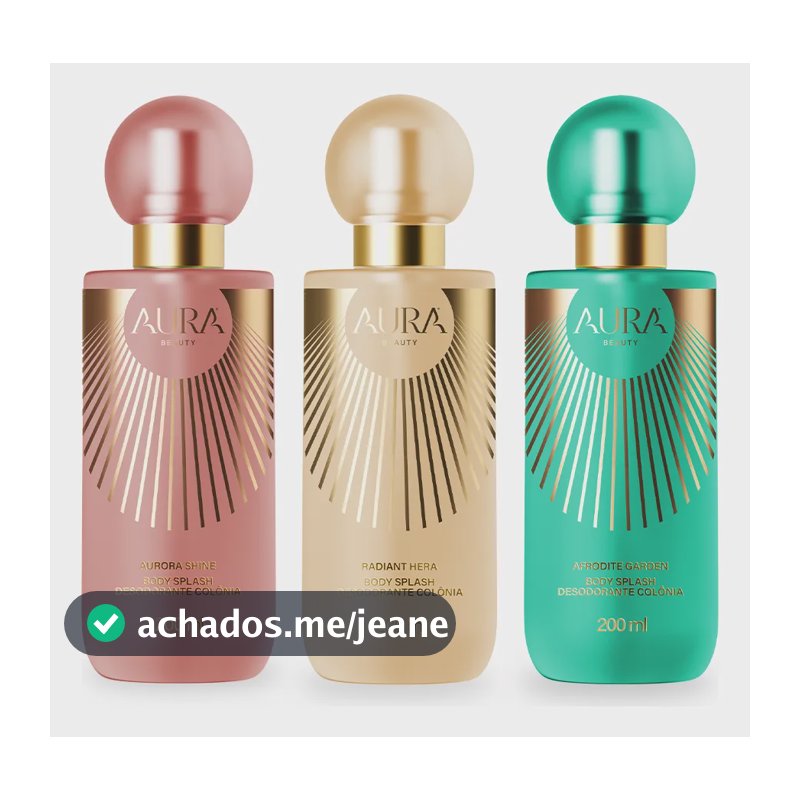 Kit Aura Beauty Trio De Body Splash: Afrodite Garden + Radiant Hera + Aurora Shine 200ml