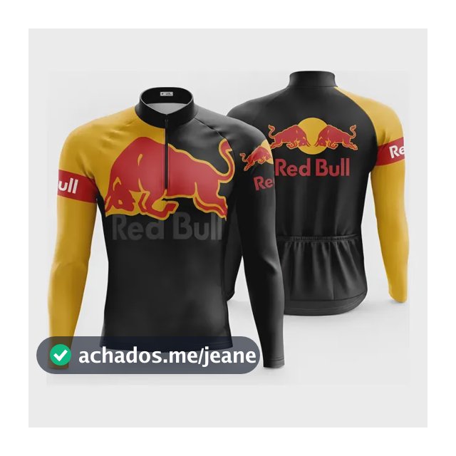Camisa Ciclismo Masculina Manga Longa Red Bull Com Bolsos