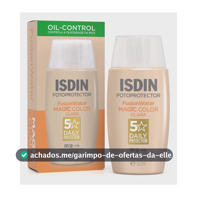ISDIN Protetor Solar Facial Fusion Water Magic Color FPS 50 – Cor Clara - 50ml