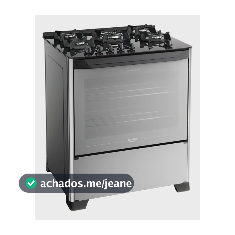 Fogão 5 Bocas Dako Magister Style Com Frente Espelhada Mesa de Vidro e Tripla Chama Bivolt
