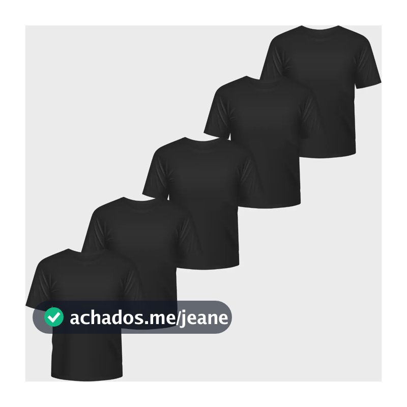 Kit 5 Camisetas Masculina Básica Malha Fria Pv Trabalho Preto G Liso