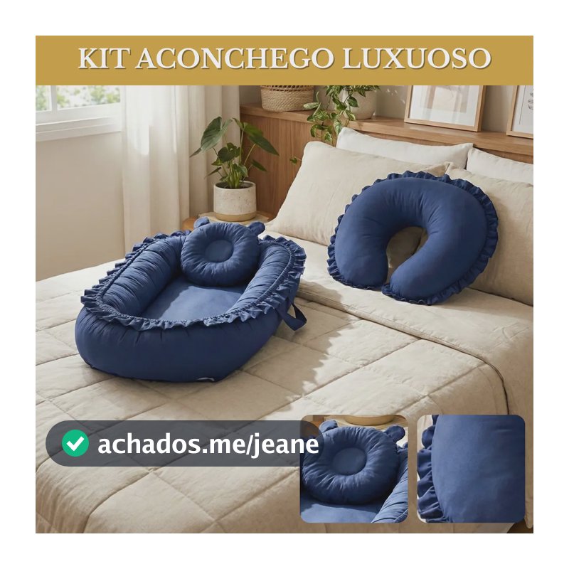 Kit Ninho Redutor De Berço E Almofada Amamentação Com Laço