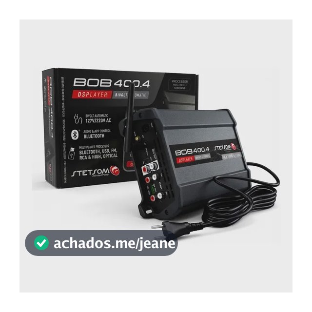 Amplificador Novo Bob400.4 Dsplayer Com Fonte E Processador Preto