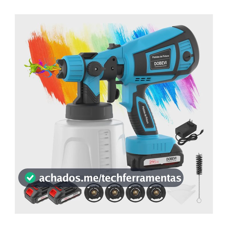 Pistola De Pintura Portátil C/ Bico De Metal 1400ml Dobevi Cor Azul