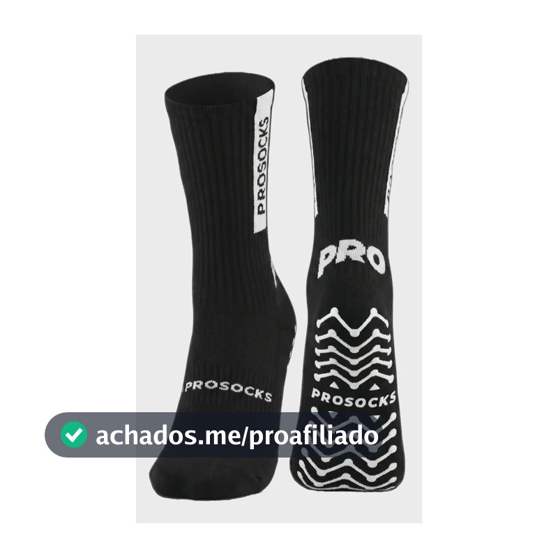 Meia Antiderrapante Futebol ProSocks UltraGrip Cano Alto Meião Futebol Grip para Chuteira Meia Esportiva com Alta Estabilidade, Conforto e Tecnologia Profissional | Preta, Tamanho 38-44