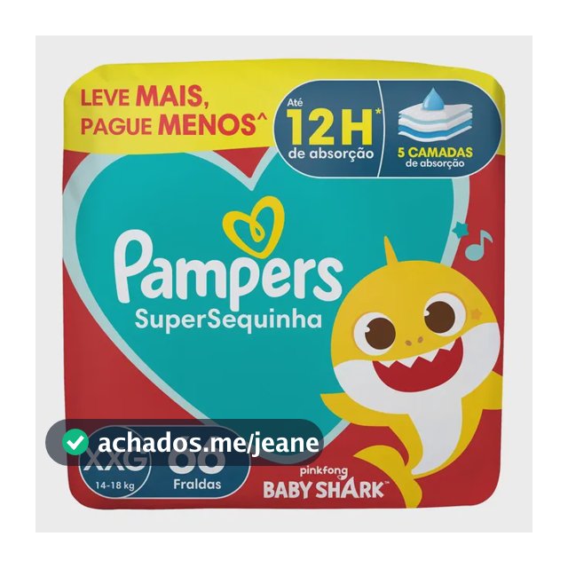 Fralda Descartável Pampers Supersequinha Tamanho XXG 66 Unidades