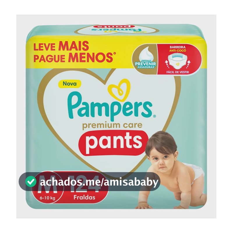 Fralda Pampers Premium Care Pants Tamanho M 124 Unidades