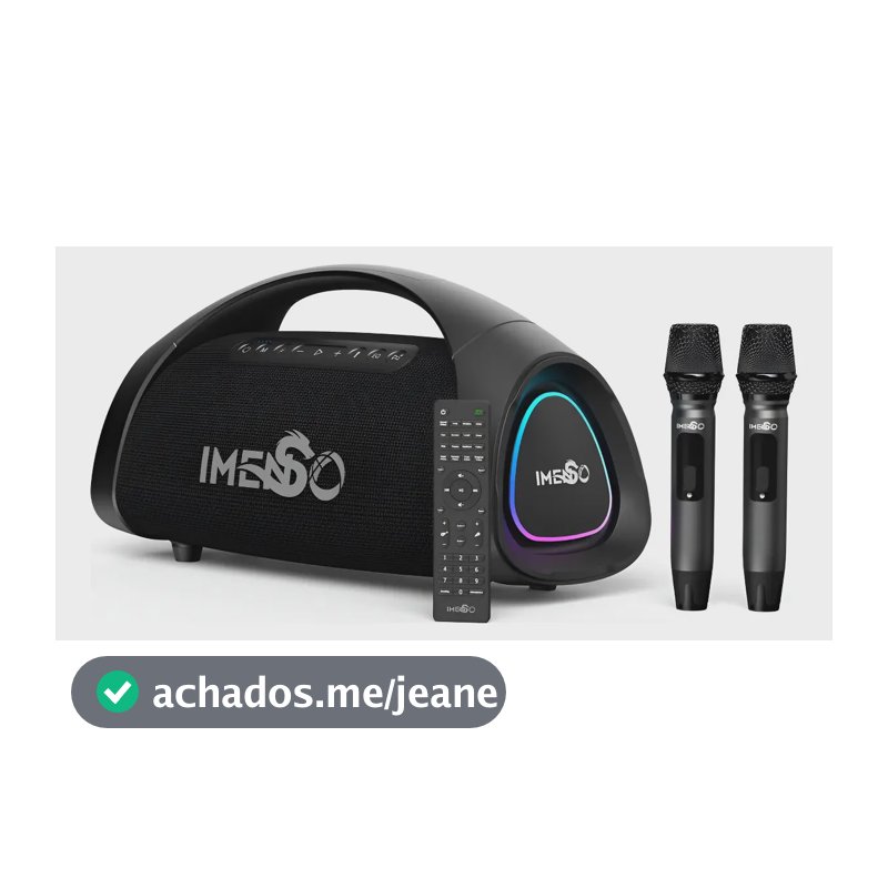 Caixa De Som Imenso X73 200w Rms 30000mah Rgb Ipx6 C/ 2 Mic Preto