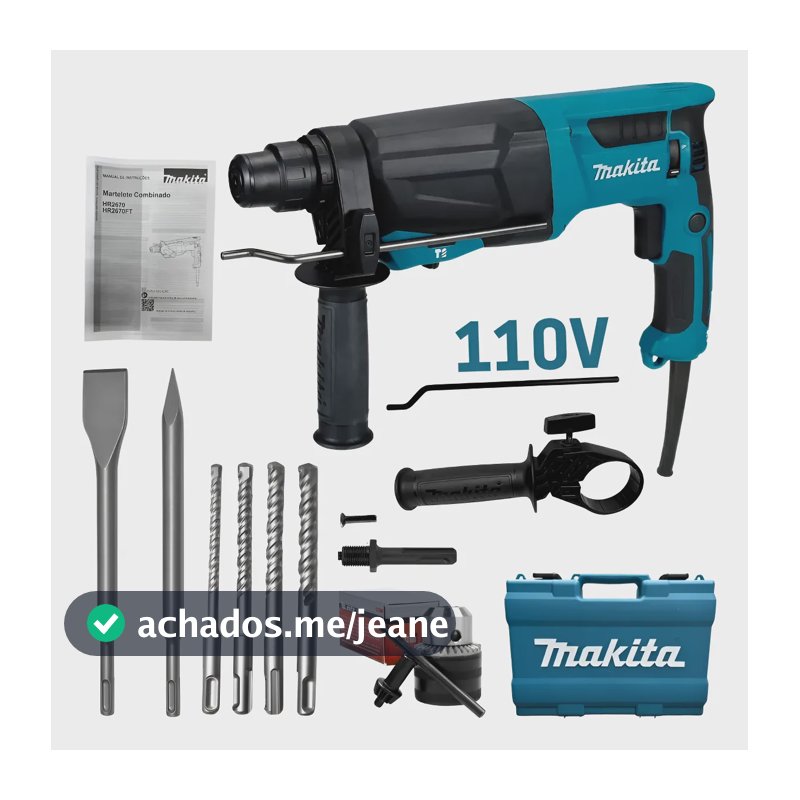 Kit Martelete Sds-plus 800w Hr2670 110v Makita C/ Acessórios