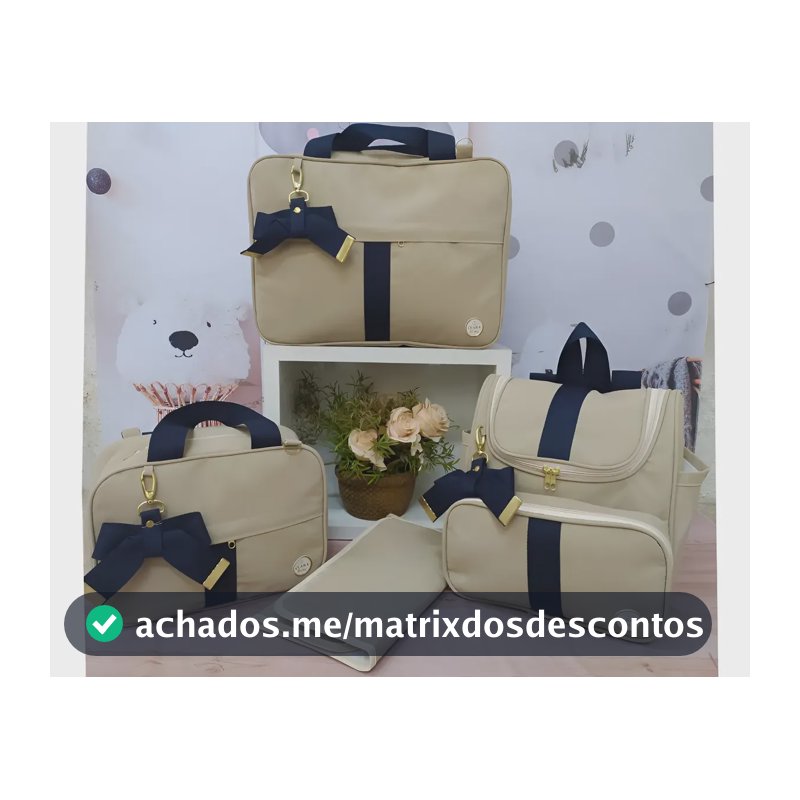 Kit Bolsa Mala De Bebe Maternidade Azul 4pçs
