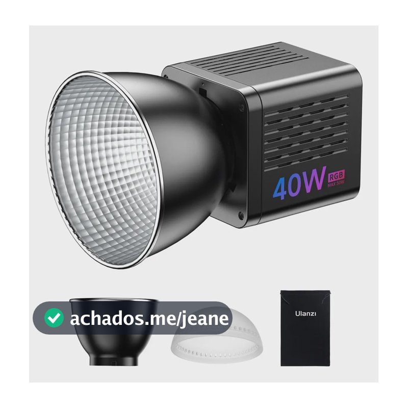 Refletor Led 40w Rgb Colorido Ulanzi L024 Bateria Carregador Estrutura Preto