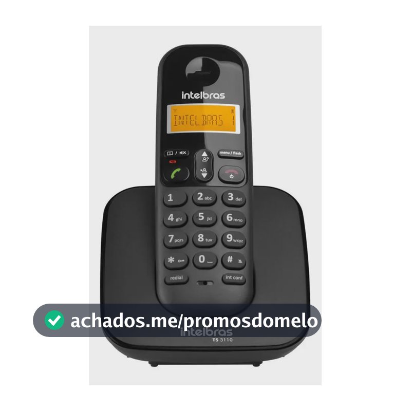 Telefone Sem Fio Intelbras Ts 3110 Preto Visor Luminoso Com Identificação de Chamadas