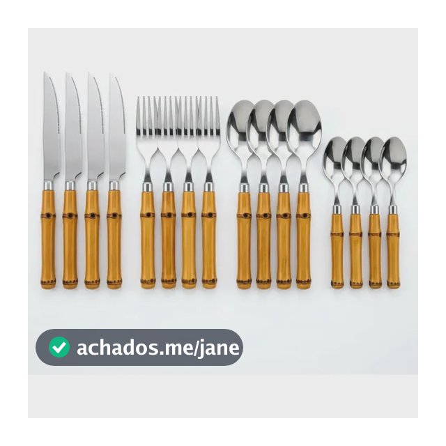 Conjunto de Talheres Caerus estilo bambu: 16 Peças com Garfo, Faca e Colher para Sobremesa