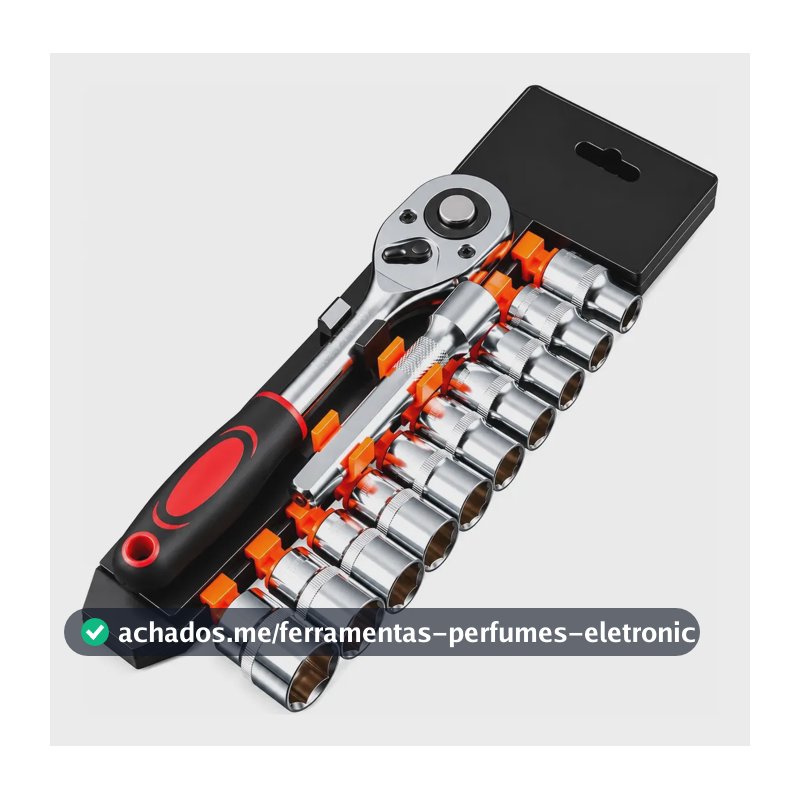 Kit Chave Catraca 1/4 Soquetes Sextavados 12 Peças Prateado