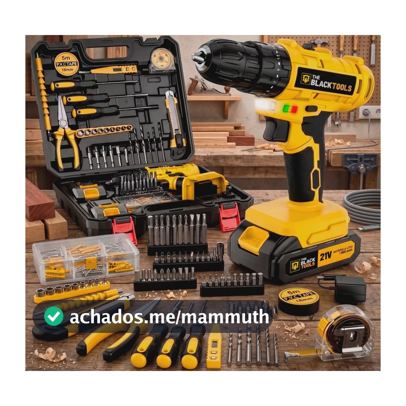 Furadeira/parafusadeira C/impacto + Kit Acessórios 134 Peças