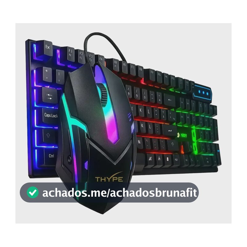 Kit Teclado Gamer Thype Membrana Com Mouse Rgb Luminoso Cor Do Mouse Preto Cor Do Teclado Preto