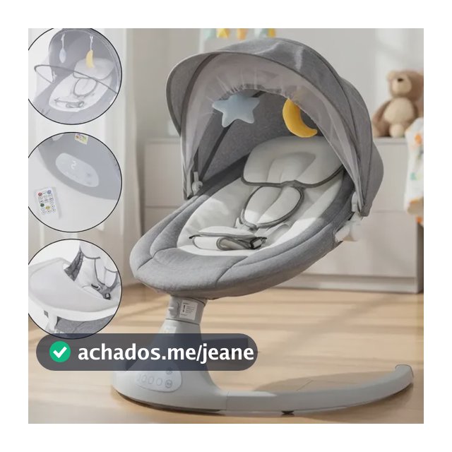 Cadeira Premium De Descanso Ninar Elétrica Baby Style Bliss Cinza Liso