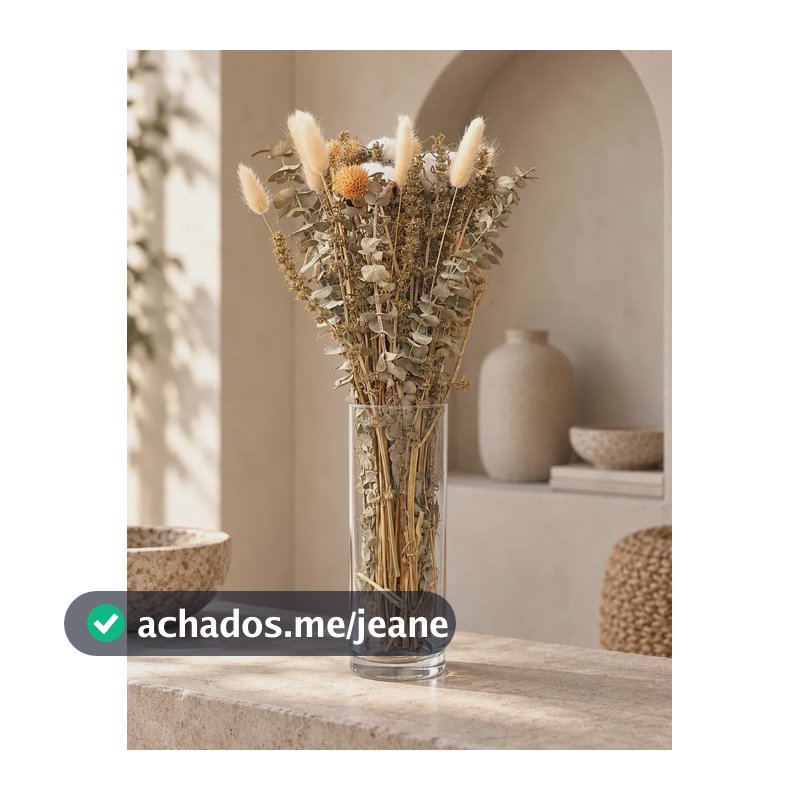 Buquê de Flores Naturais Desidratadas: Algodão, Eucalipto e Craspédia para Decoração Boho