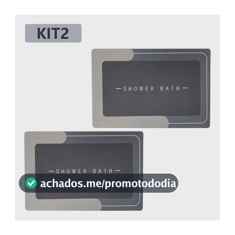 Kit2 Tapetes Para Banheiro Tapete Mágico Ultra  Para Absorçã Cinza-escuro Tapetes Para Banheiro