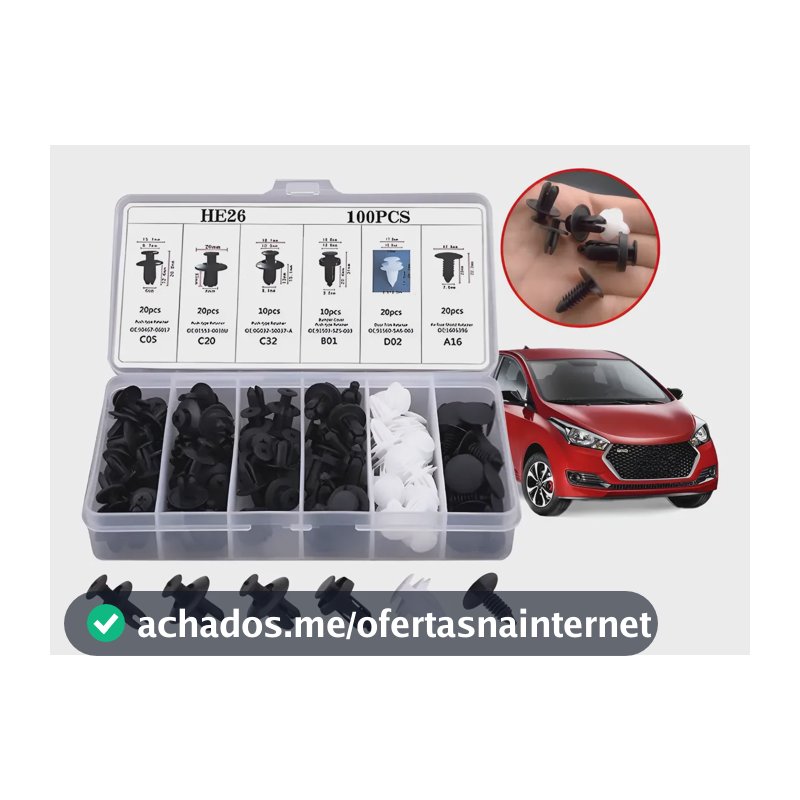 Kit 100 Presilha Grampo Parabarro Parachoque Universal Carro