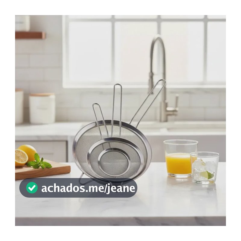 Kit com 3 Peneiras em Aço Inox para Coar, Peneirar e Polvilhar | Ideal para Farinha, Açúcar, Café e Chás 10,14 e 20 cm Yellow Seller