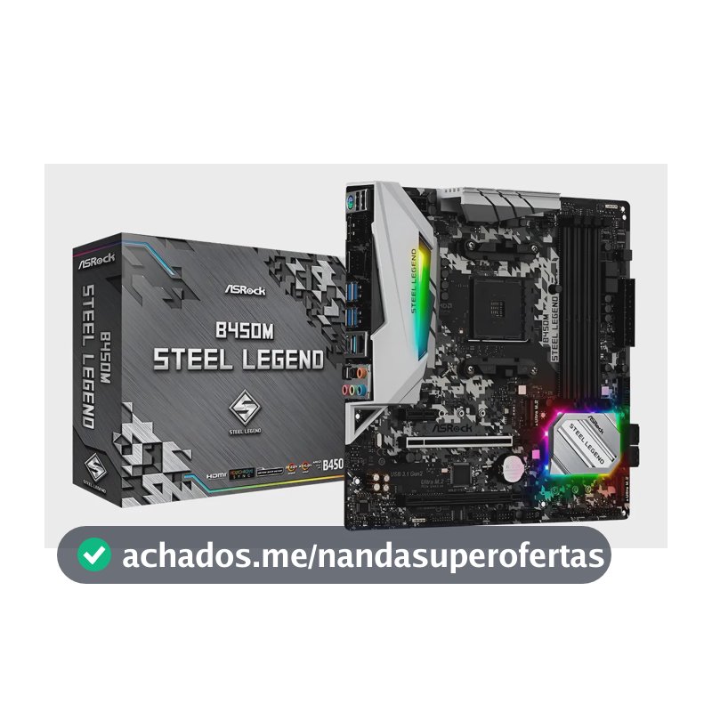 Placa Mãe Asrock B450m Steel Legend Amd Am4 Matx Ddr4 Preto